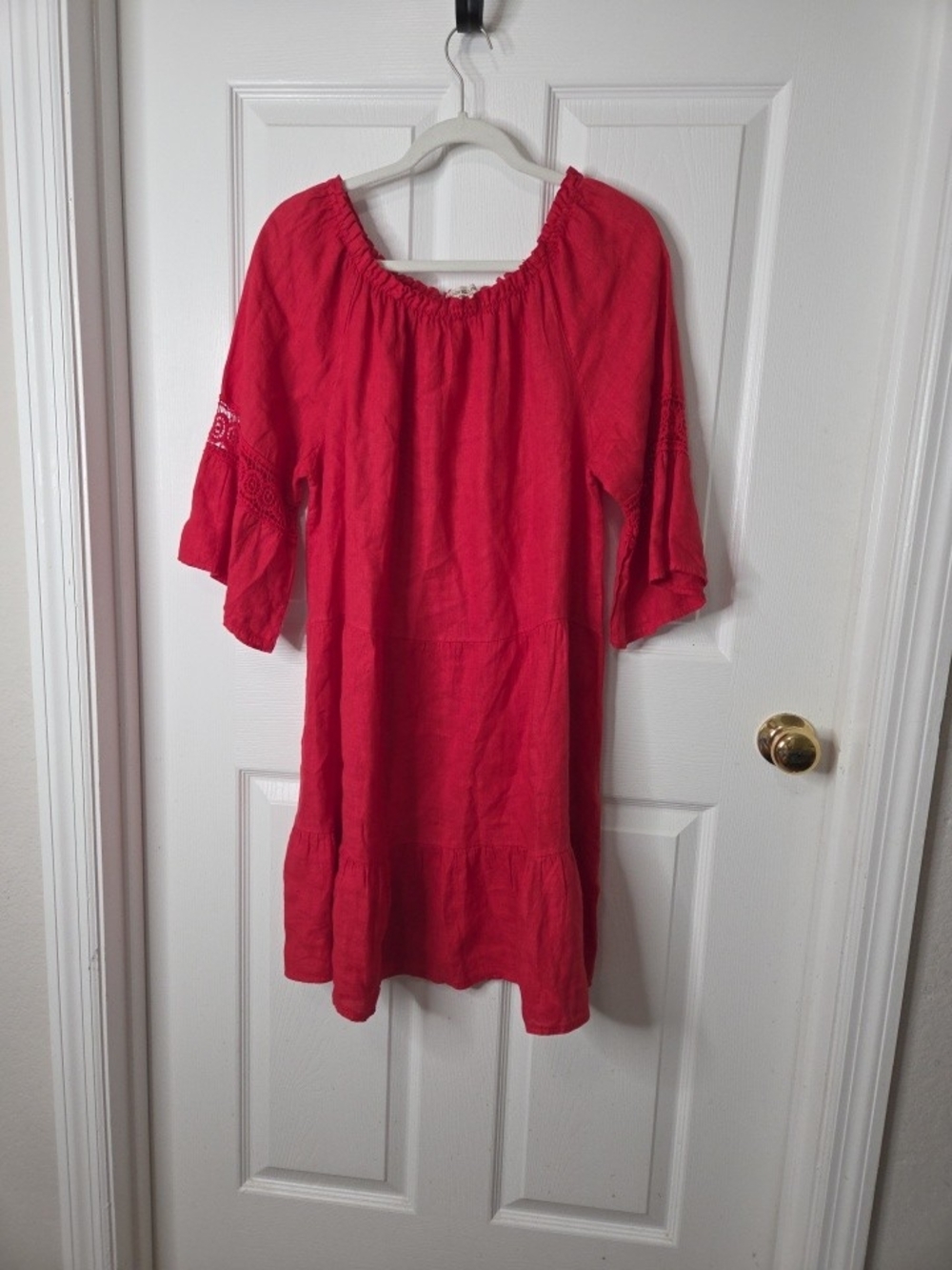 Terzo Millennio Made in Italy 100% Linen Red Dress XL
